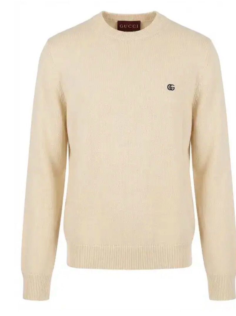 Gucci Men's Cream Crewneck Cashmere And Wool Sweater